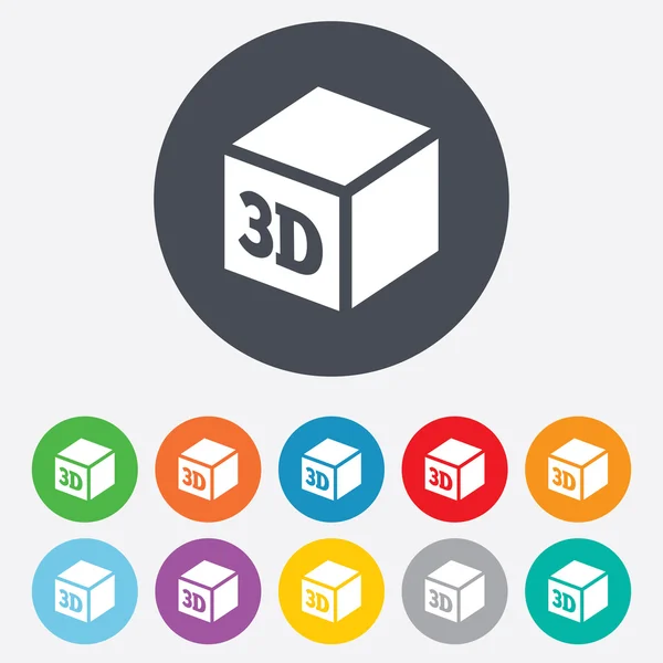 3D ikona znak wydruku. symbol druku 3D sześcian. — Zdjęcie stockowe