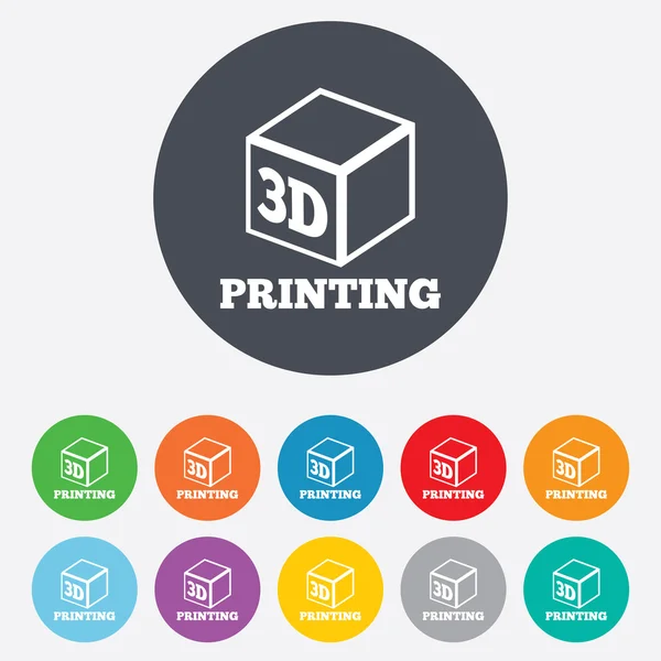 3D print teken pictogram. 3D-kubus afdrukken symbool. — Stockfoto