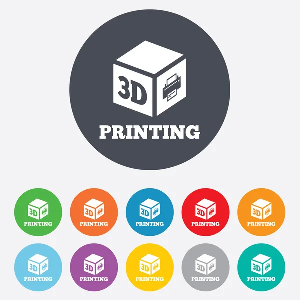 3D Print sign icon. 3d cube Printing symbol. — Stock Photo, Image