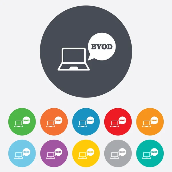 Значок знака BYOD. Принесите свой собственный символ устройства . — стоковое фото