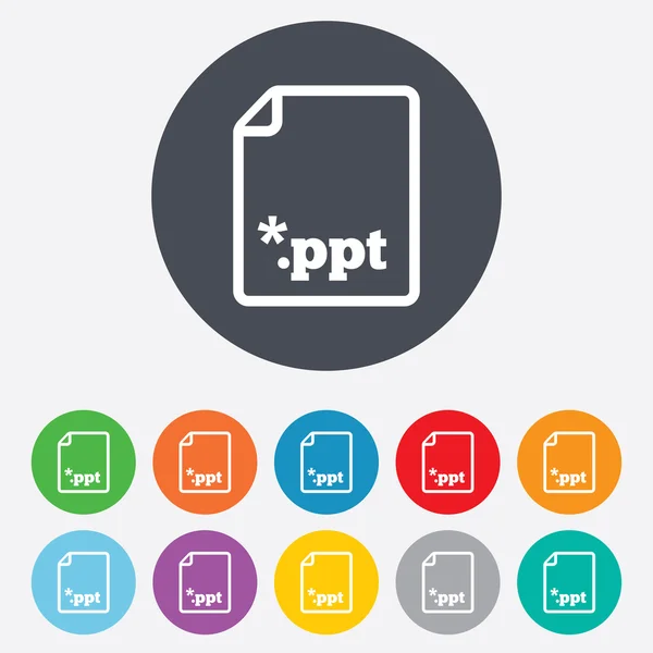 Icono de presentación del archivo. Descargar botón PPT . — Foto de Stock