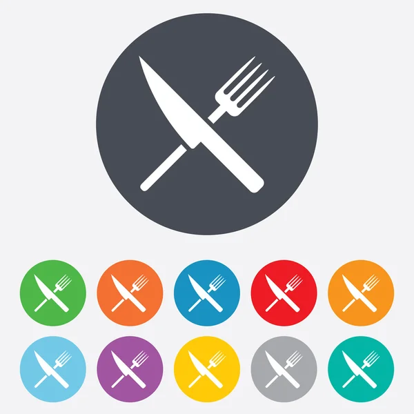 Εικονίδιο "υπογραφή" τροφίμων. μαχαιροπήρουνα σύμβολο. μαχαίρι και πιρούνι. — Φωτογραφία Αρχείου