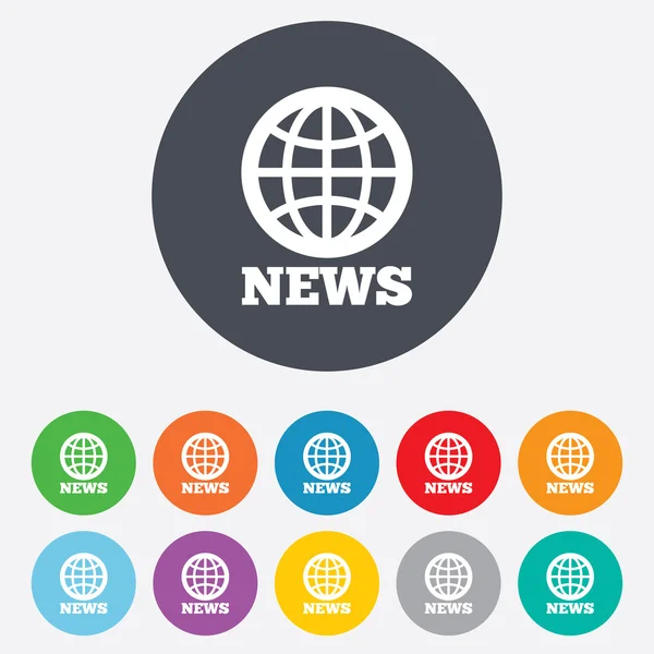 Icono de signo de noticias. Mundo globo símbolo . — Foto de Stock