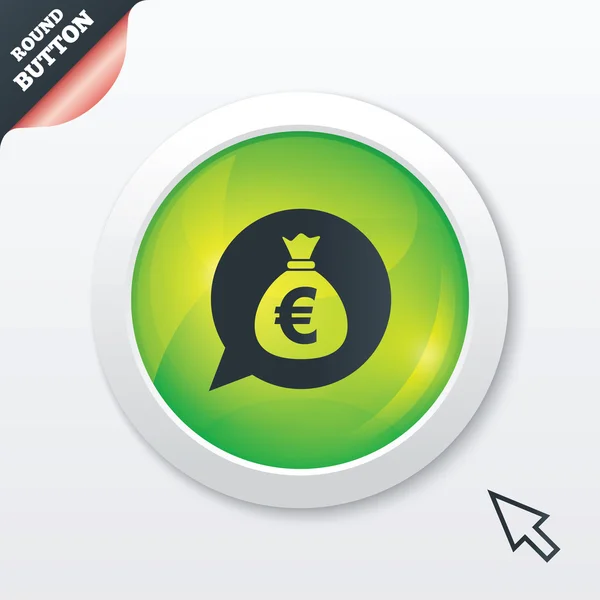 Pengar väska tecken ikon. valutan euro euro. — Stock vektor