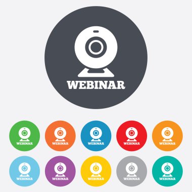 Webinar web kamera işareti simgesi. Online web çalışma.