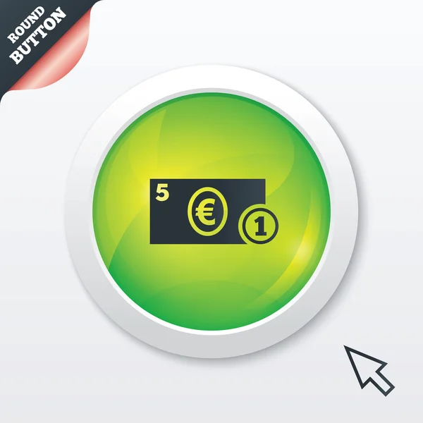 Contant geld teken pictogram. euro geldsymbool. munt. — Stockvector