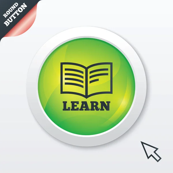 Aprender icono de signo de libro. Símbolo educativo . — Vector de stock