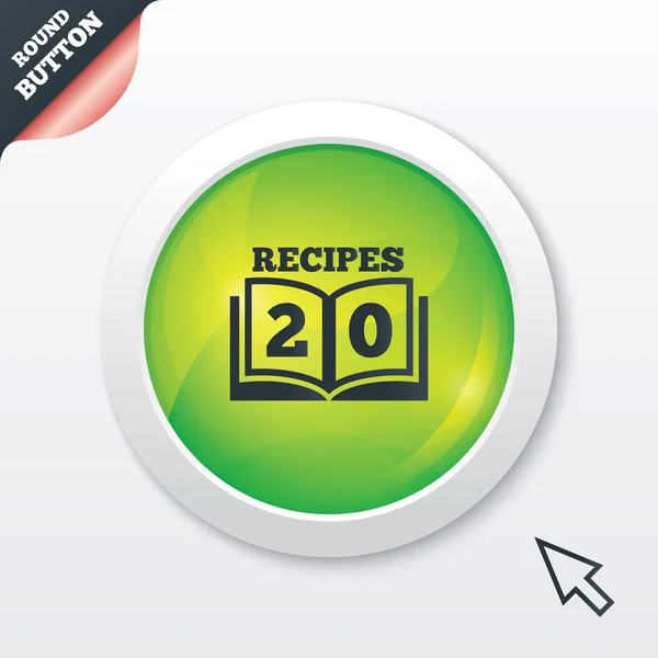 Cookbook sign icon. 20 Recipes book symbol. — Stock Vector