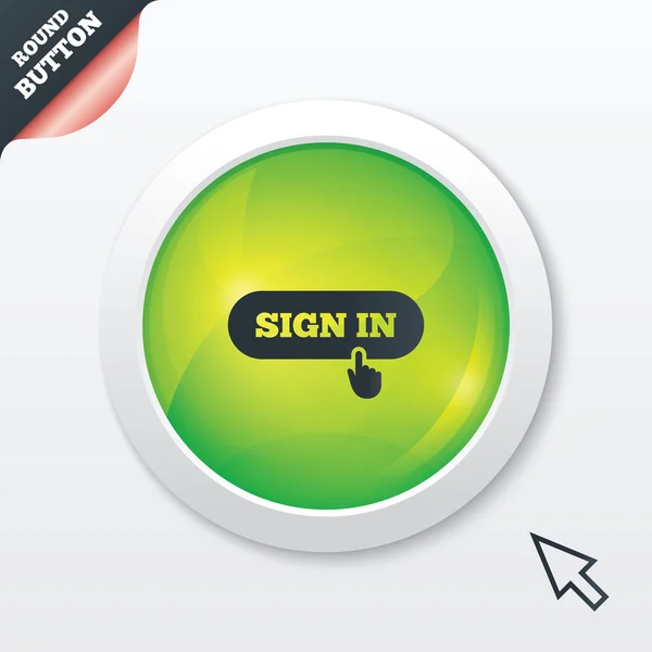 Sign in with hand pointer icon. Login symbol — Stock Vector