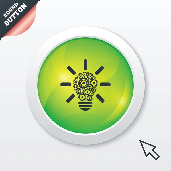 Light lamp sign icon. Bulb with gears symbol. — Stock Photo, Image