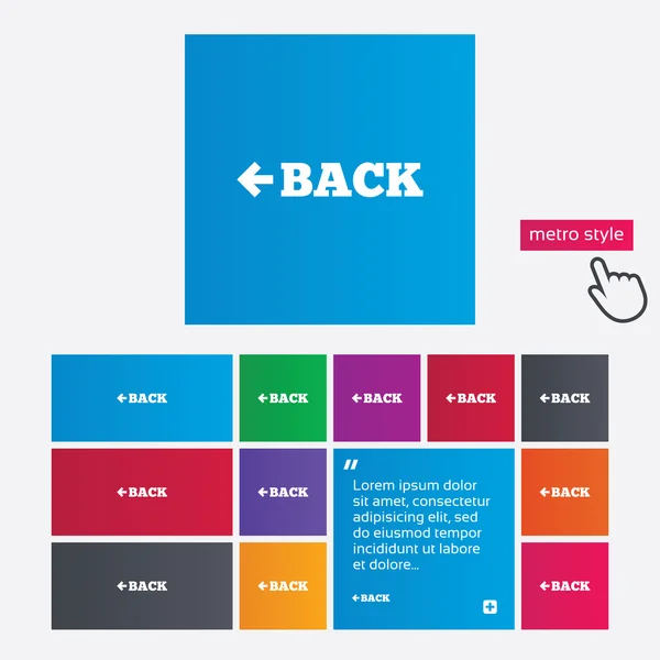 Tecken på pilikonen. back-knappen. navigering symbol — Stock vektor