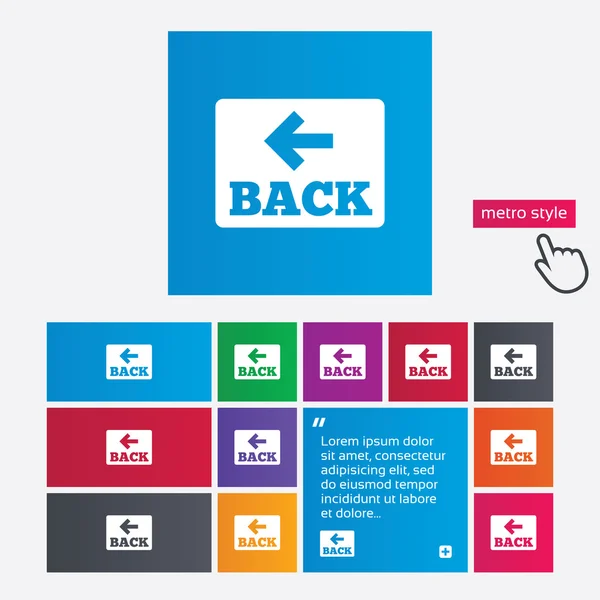 Ikona Šipka podepsat. tlačítko zpět. navigace symbol — Stockový vektor