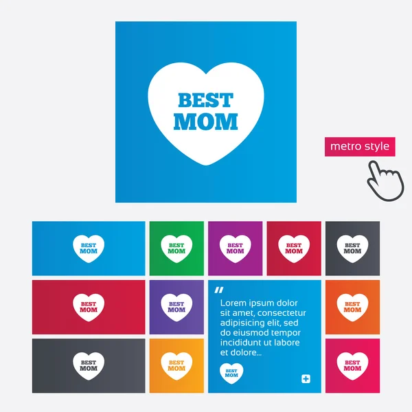 Best mom sign icon. Heart love symbol. — Stock Vector