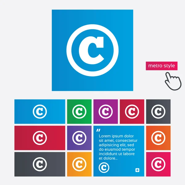 Icono del signo de copyright. Botón Copyright . — Vector de stock