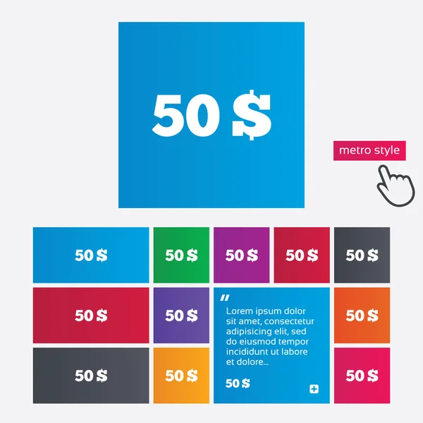 Icono de signo de 50 dólares. USD símbolo de moneda . — Archivo Imágenes Vectoriales