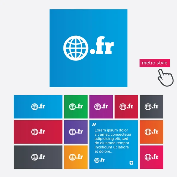 Domän fr tecken ikon. internet toppdomän — Stock vektor