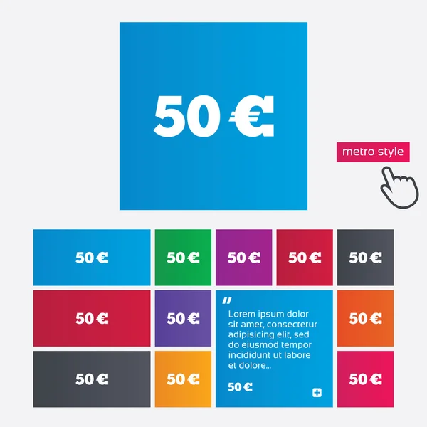 50 Euro segno icona. Simbolo valuta EUR . — Vettoriale Stock