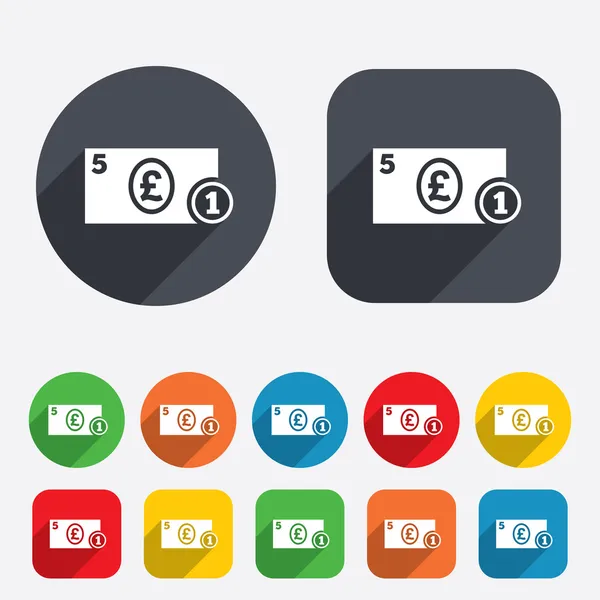 Contant geld teken pictogram. pond geldsymbool. munt. — Stockvector