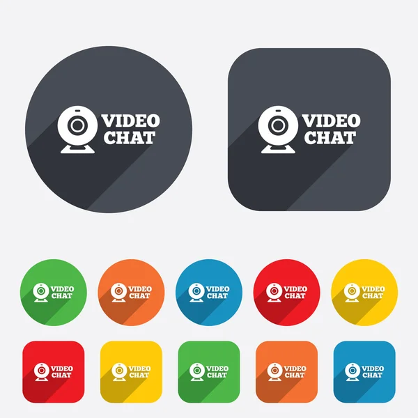 Icono de signo de chat de vídeo. Webcam charla de vídeo . — Vector de stock