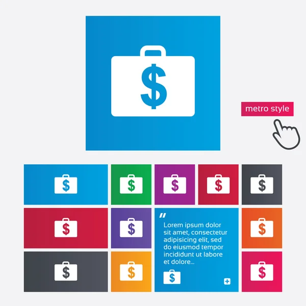 Geval met dollar usd teken. werkmap knop. — Stockfoto