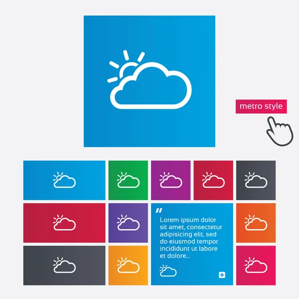 Wolken- und Sonnenzeichen-Symbol. Wettersymbol. — Stockfoto