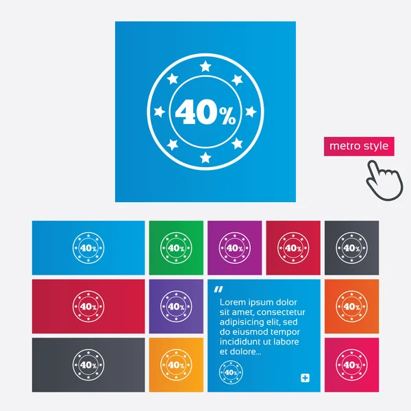 40%折扣的标志图标。出售符号. — 图库照片