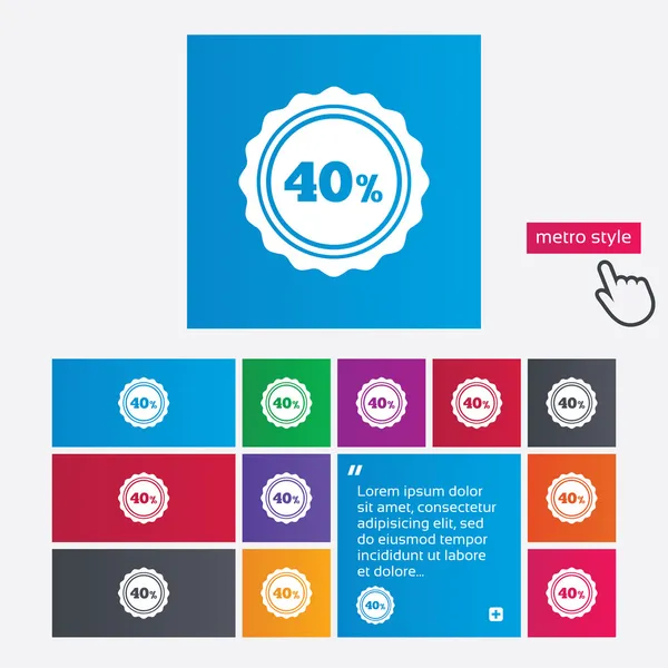 40%折扣的标志图标。出售符号. — 图库照片