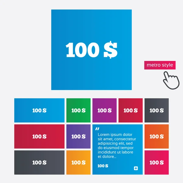 100 Dollars sign icon. USD currency symbol. — Stock Photo, Image