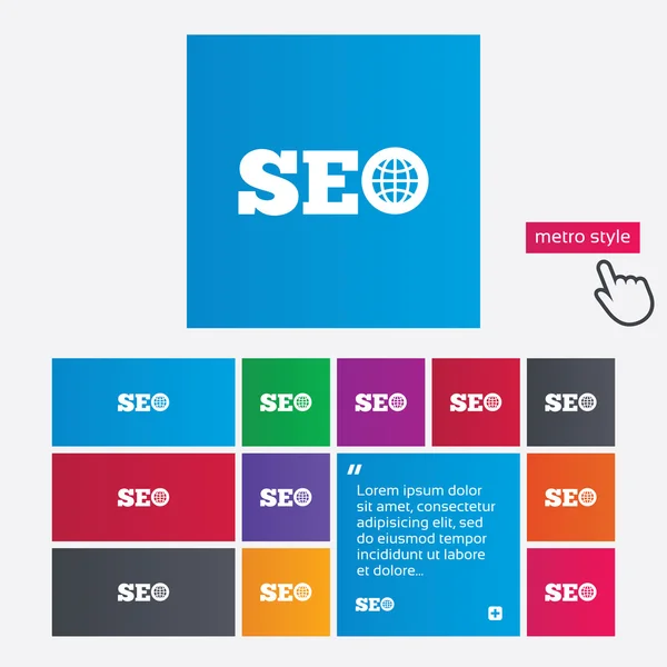 SEO teken pictogram. Search engine optimalisatie symbool. — Stockvector