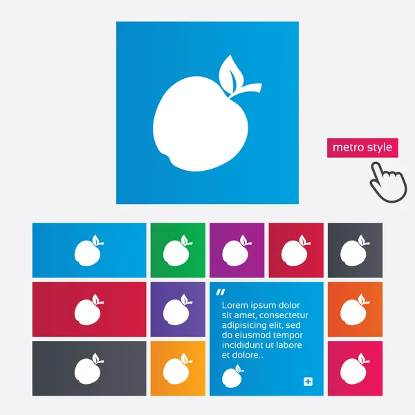 Icono del signo de Apple. Fruta con símbolo de hoja . — Archivo Imágenes Vectoriales