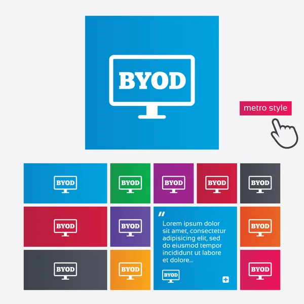 Byod 签名图标。带您自己的设备符号. — 图库矢量图片