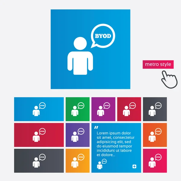 Icono de signo BYOD. Traiga su propio símbolo de dispositivo . — Archivo Imágenes Vectoriales