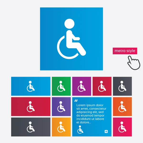 Disabled sign icon. Human on wheelchair symbol. — Stock Vector