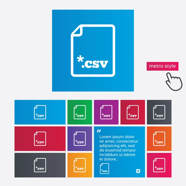 Icona del documento del file. Scarica il pulsante CSV . — Vettoriale Stock