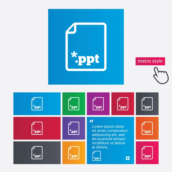 プレゼンテーションのアイコンをファイル。ダウンロード ppt ボタン. — ストックベクタ