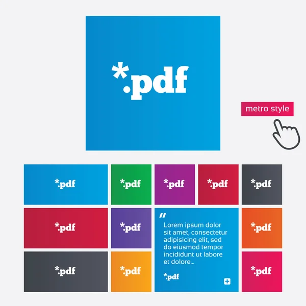 PDF fil dokumentikonen. Hämta pdf-knappen. — Stock vektor