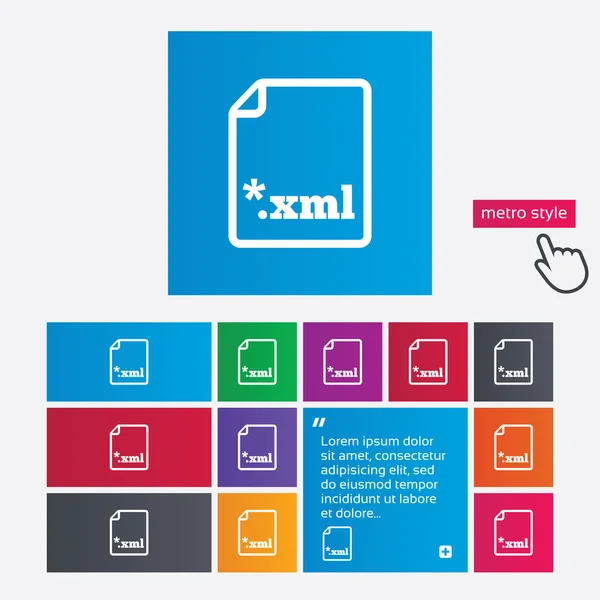File document icon. Download XML button. — Stock Vector
