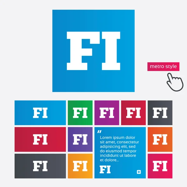 Icono de signo de idioma finlandés. Traducción FI . — Vector de stock