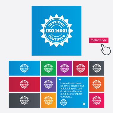 ISO 14001 sertifikalı işareti. Sertifikasyon damgası.