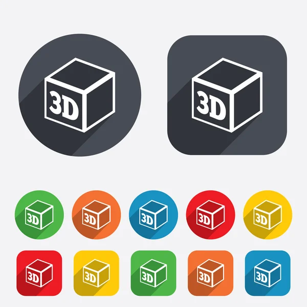 Icono de signo de impresión 3D. 3d cubo símbolo de impresión . —  Fotos de Stock