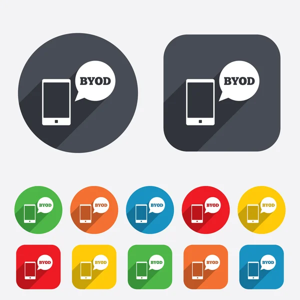 Byod Zeichen Symbol. Ihr eigenes Gerätesymbol mitbringen. — Stockfoto