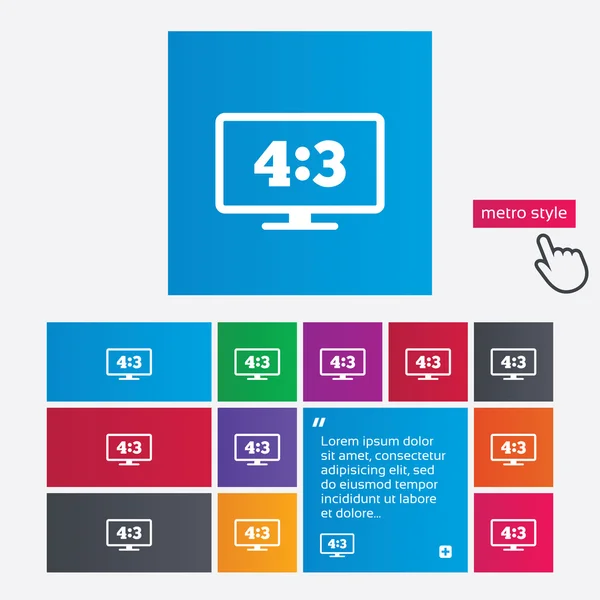 Aspect ratio 4:3 widescreen tv. Monitor symbol. — Stock Photo, Image