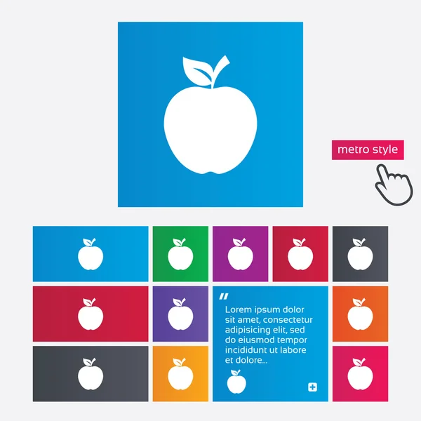 苹果标志图标。水果与叶符号. — 图库照片