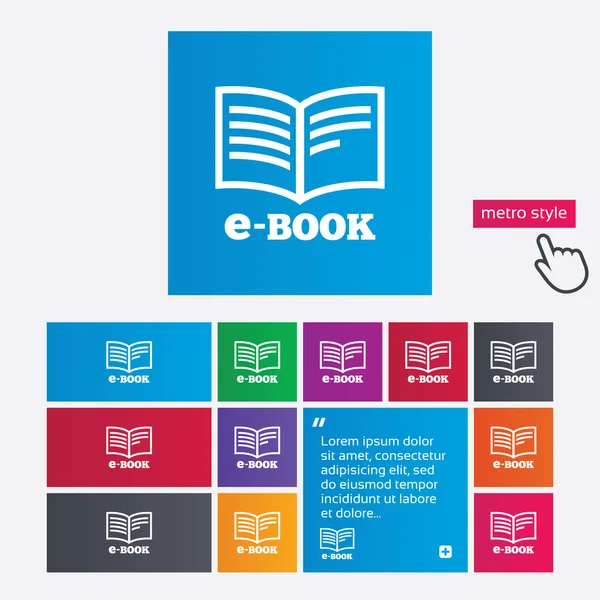 E-Book segno icona. Simbolo del libro elettronico . — Foto Stock