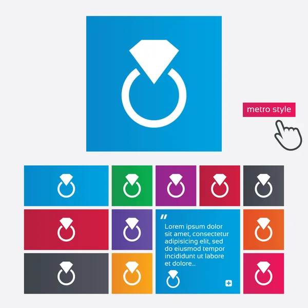 Sieraden teken pictogram. ring met diamant-symbool. — Stockfoto