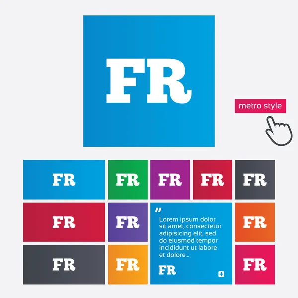 Franska språk tecken-ikonen. fr Översättning. — Stockfoto