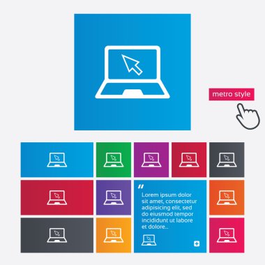 laptop işareti simgesi. imleç simgesi olan dizüstü bilgisayar