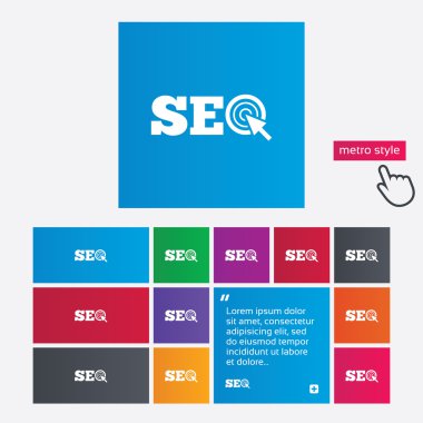 SEO işareti simgesi. Arama Motoru Optimizasyonu sembolü.