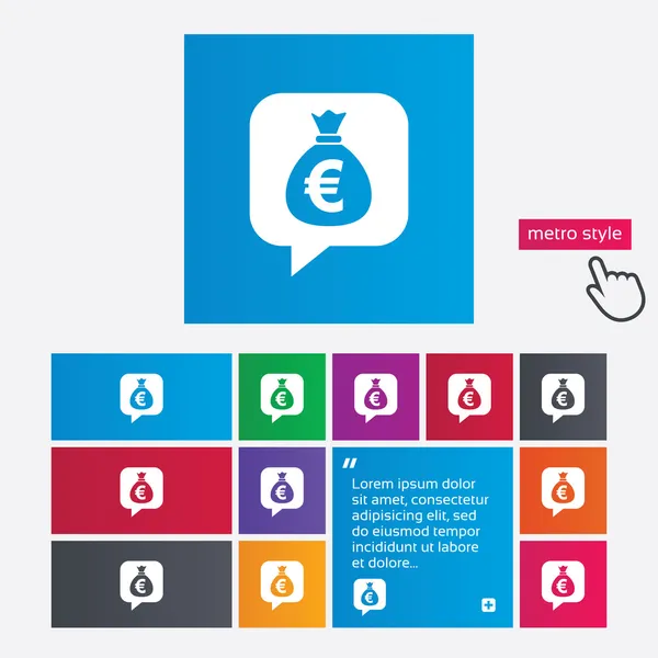 Icono de signo de bolsa de dinero. Euro EUR moneda . —  Fotos de Stock