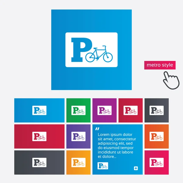 Icono de signo de estacionamiento. Símbolo de estacionamiento de bicicletas . — Foto de Stock